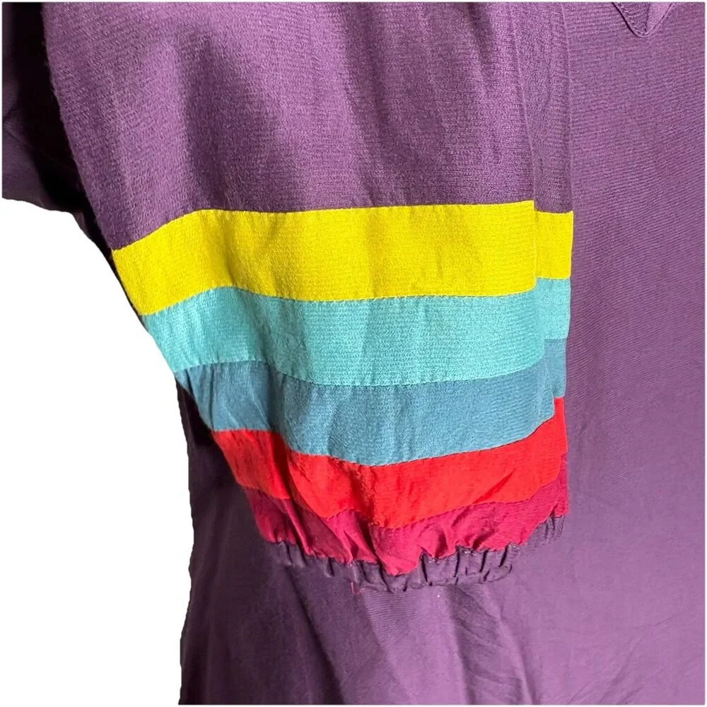 Boden Purple Silk Blend Notch Neck Puff Sleeve Long Sleeve Blouse Size 4 Womens
